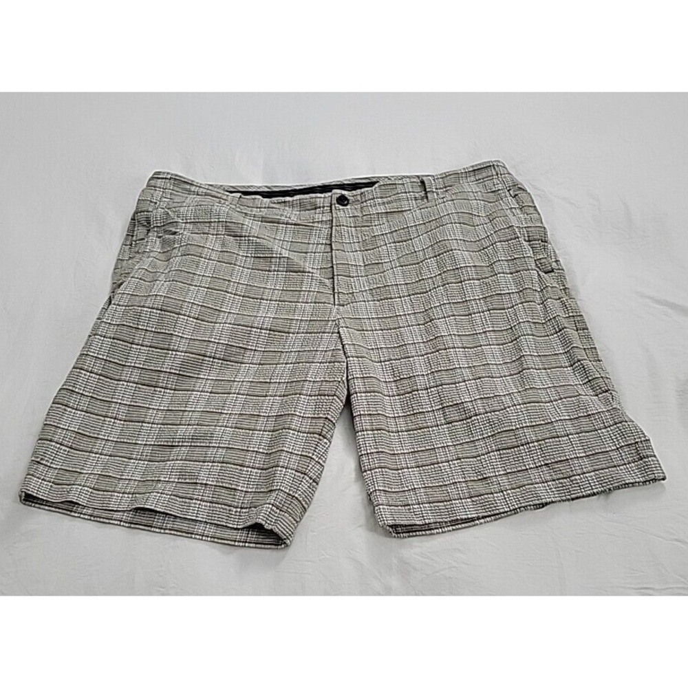 Tommy Bahama Shorts Mens 38 Beige Plaid Seersucker Nylon Blend Stretch